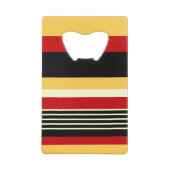 Gele, zwarte en rode strepen creditkaart flessenopener (Achterkant)