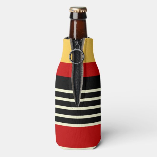 Gele, zwarte en rode strepen flesjeskoeler (Fles Achterkant)