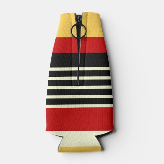 Gele, zwarte en rode strepen flesjeskoeler (Achterkant)