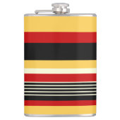 Gele, zwarte en rode strepen heupfles (Voorkant)