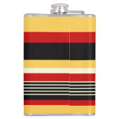 Gele, zwarte en rode strepen heupfles (Achterkant)