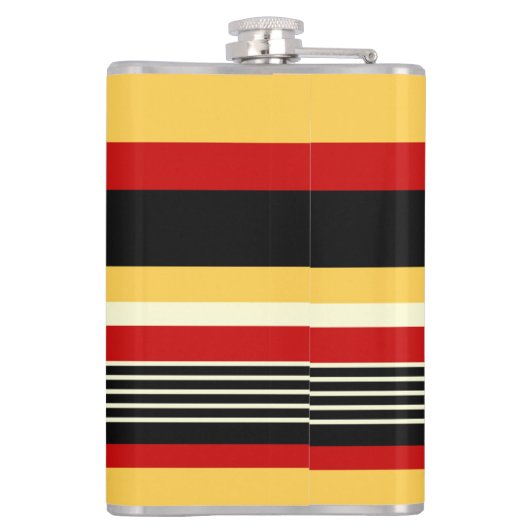 Gele, zwarte en rode strepen heupfles (Achterkant)