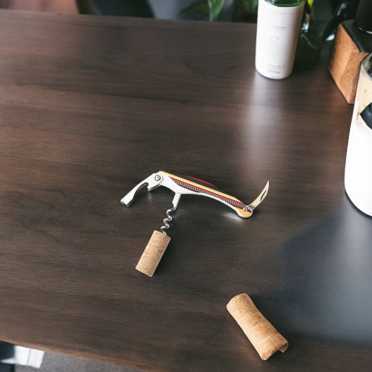 Gele, zwarte en rode strepen kurkentrekker