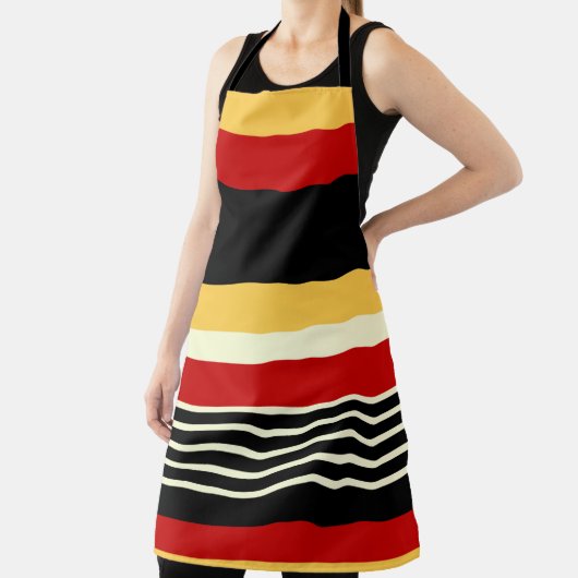 Gele, zwarte en rode strepen schort (Insitu)