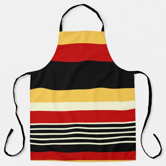 Gele, zwarte en rode strepen schort (Voorkant)