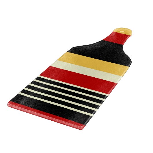 Gele, zwarte en rode strepen snijplank (Hoek)