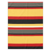 Gele, zwarte en rode strepen tafelkleed (Voorkant)