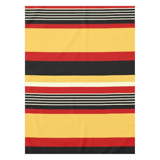 Gele, zwarte en rode strepen tafelkleed (Voorkant)