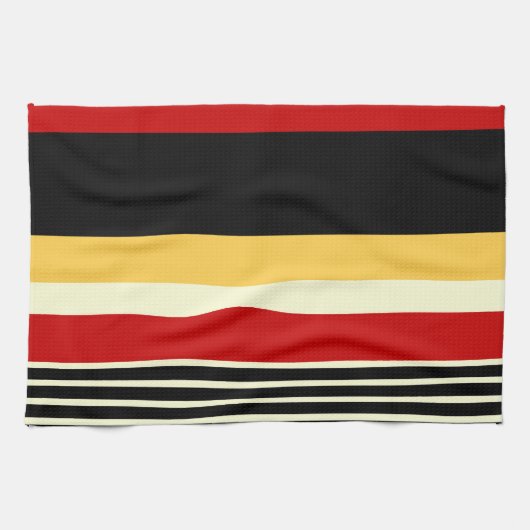 Gele, zwarte en rode strepen theedoek (Horizontaal)