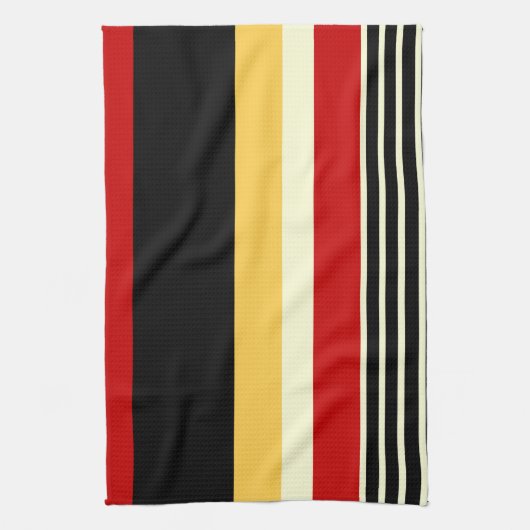 Gele, zwarte en rode strepen theedoek (Verticaal)