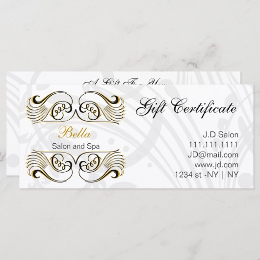 gele, zwarte en witte Chic-cadeaubonnen (Voorkant / Achterkant)