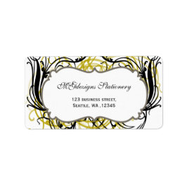 Gele, zwarte en witte grafische adresetiketten etiket