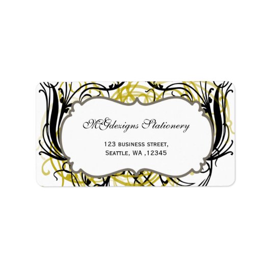 Gele, zwarte en witte grafische adresetiketten etiket (Voorkant)