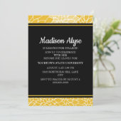 Gele Zwarte Floral die naar het College gaat nodig Kaart (Staand voorkant)