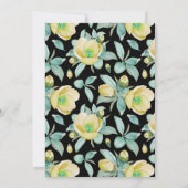 Gele Zwarte Floral Waterverf Birthday Party Kaart (Achterkant)