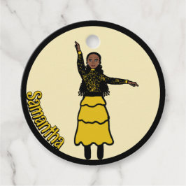 Gele zwarte gelaagde danser #1 bedankjes labels