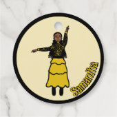 Gele zwarte gelaagde danser #1 bedankjes labels (Achterkant)