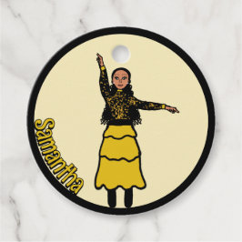 Gele zwarte gelaagde danser #2 bedankjes labels