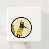 Gele zwarte gelaagde danser #2 bedankjes labels (In situ)