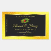 Gele zwarte Glitter-productlabels Ladybug Leaf Rechthoekige Sticker (Voorkant)