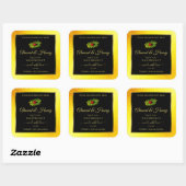 Gele zwarte Glitter-productlabels Ladybug Leaf Vierkante Sticker (Vel)