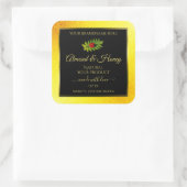 Gele zwarte Glitter-productlabels Ladybug Leaf Vierkante Sticker (Tas)
