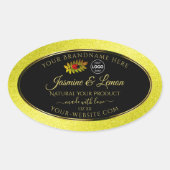 Gele zwarte Glitter-productlabels Ladybug-Logo Ovale Sticker (Voorkant)