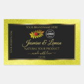Gele zwarte Glitter-productlabels Ladybug-Logo Rechthoekige Sticker (Voorkant)