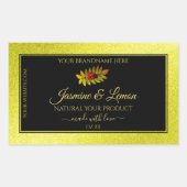 Gele zwarte Glitter-productlabels met Ladybug Rechthoekige Sticker (Voorkant)