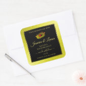 Gele zwarte Glitter-productlabels met Ladybug Vierkante Sticker (Envelop)