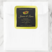 Gele zwarte Glitter-productlabels met Ladybug Vierkante Sticker (Tas)