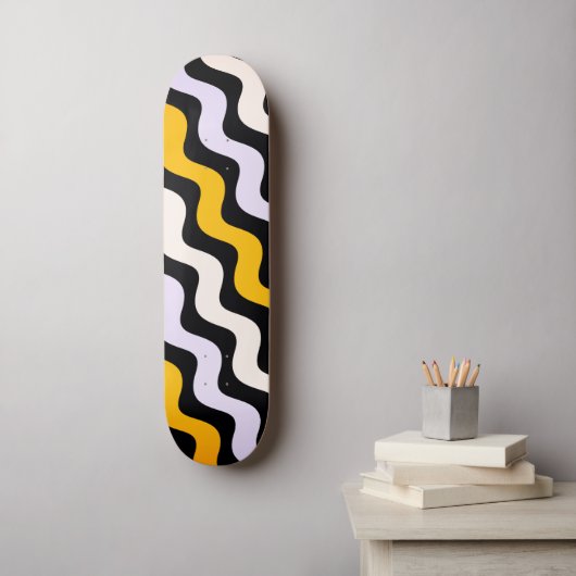 Gele Zwarte Golfpatroon Persoonlijk Skateboard (Muurkunst)