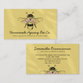 Gele zwarte harten Floral Apiary Honey Bee Visitekaartje (Voorkant / Achterkant)
