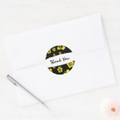 Gele & Zwarte Hibiscus Bloem Bloemsticker Ronde Sticker (Envelop)