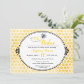 gele zwarte honingraatband Oh Babee baby shower Kaart (Staand voorkant)