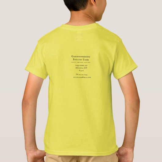 gele zwarte kippenboerderij T-Shirt (Achterkant)