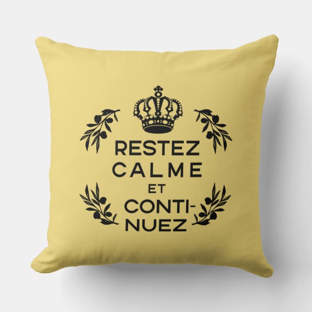 gele zwarte krest Franse houdkalk en doorgaan Kussen (Voorkant)