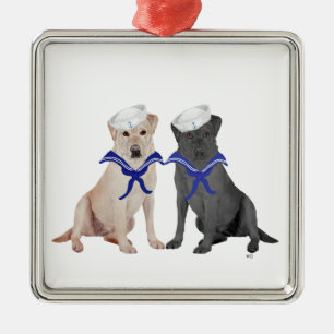 Gele & Zwarte Labrador Retrievers Metalen Ornament