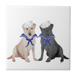 Gele & Zwarte Labrador Retrievers Tegeltje
