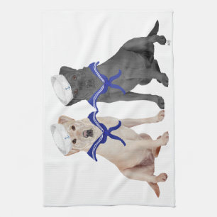 Gele & Zwarte Labrador Retrievers Theedoek