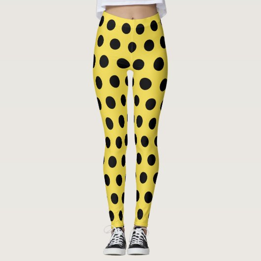Gele zwarte luivogel kostuum Spots Retro Leggings (Voorkant)