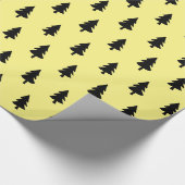 Gele zwarte minimalistische PINE TREE CHRISTMAS CU Cadeaupapier (Hoek)