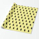 Gele zwarte minimalistische PINE TREE CHRISTMAS CU Cadeaupapier<br><div class="desc">Cute Black and yellow kersttree Pine Patterned Wrapping Paper.  achtergrondkleur! Een leuk idee voor je minimale kerstfeest!</div>
