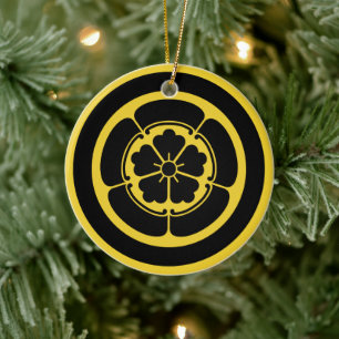 gele zwarte Oda Japan Mon Vector Art Keramisch Ornament