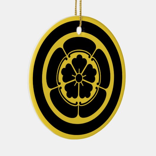  gele zwarte Oda Japan Mon Vector Art Keramisch Ornament (Rechts)