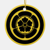  gele zwarte Oda Japan Mon Vector Art Keramisch Ornament (Voorkant)