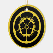  gele zwarte Oda Japan Mon Vector Art Keramisch Ornament (Links)