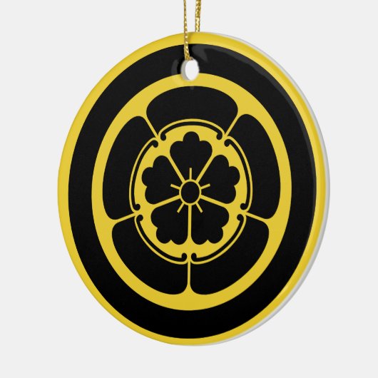  gele zwarte Oda Japan Mon Vector Art Keramisch Ornament (Links)