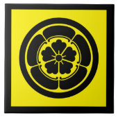  gele zwarte Oda Japan Mon Vector Art Tegeltje (Voorkant)