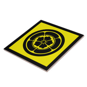  gele zwarte Oda Japan Mon Vector Art Tegeltje